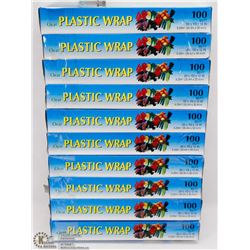 9 ROLLS OF CLEAR PLASTIC WRAP