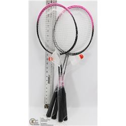 2 PAIRS OF BADMINTON RACKETS WITH SHUTTLECOCKS