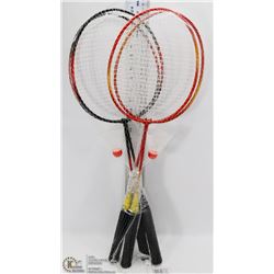 2 PAIRS OF BADMINTON RACKETS WITH SHUTTLECOCKS