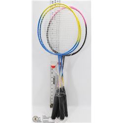2 PAIRS OF BADMINTON RACKETS WITH SHUTTLECOCKS