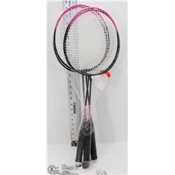 2 PAIRS OF BADMINTON RACKETS WITH SHUTTLECOCKS
