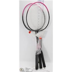 2 PAIRS OF BADMINTON RACKETS WITH SHUTTLECOCKS