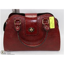BURGUNDY ALLIGATOR STYLE FASHION PURSE