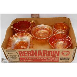 LOT OF 5 CARNIVAL GLASS DECOR