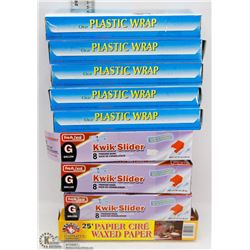 5 ROLLS OF PLASTIC WRAP SOLD WITH 1 ROLL OF WAX