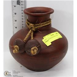 RED BEADED POTTERY VASE