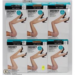 LOT OF 6 SECRET COLLECTION PANTYHOSE