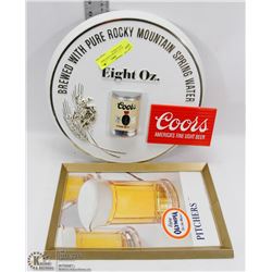 LOT OF 2 VINTAGE PLASTIC BEER SIGNS (COORS &
