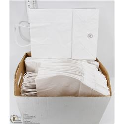 BOX WITH 55 NEW WHITE GIFT BAGS.