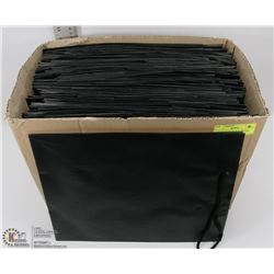 BOX WITH 63 NEW FLAT  BLACK  GIFT BAGS.
