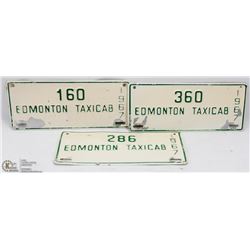 LOT OF 3 EDMONTON 1967 TAXICAB LICENSE PLATES.