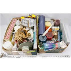 2 FLAT OF CANDLES AND CANDLEHOLDERS , LOTS OF