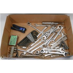 FLAT OF ASSORTED WRENCHES &  MORE