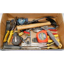 FLAT OF PLIERS AND ASSORTED TOOLS