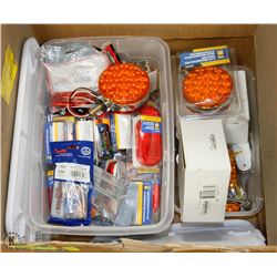 LOT OF NEW TRAILER LED LIGHTS , 2 TOTES FULL AND