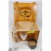Image 1 : WINE CRATE WITH DECANTER, BOTTLE HOLDER AND