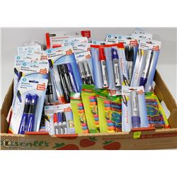 FLAT OF PERMANENT MARKERS AND CRAYONS