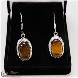 #120-NATURAL TIGER EYE EARRINGS GEMSTONE