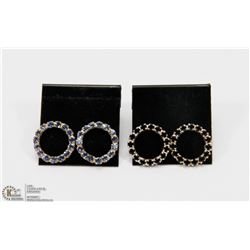 2 PAIRS OF STERLING SILVER EARRINGS W/ RHINESTONES