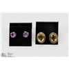 Image 1 : 2 PAIRS OF STERLING EARRINGS - CITRINE & AMETHYST