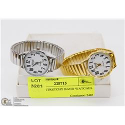 PAIR OF STRETCHY BAND WATCHES.