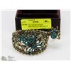 Image 1 : GOLDTONE SPIDER DESIGN TURQUOISE CRYSTAL BRACELET