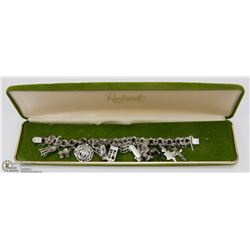 STAMPED STER. VINTAGE CHARM BRACELET FULL OF