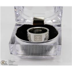 STAINLESS STEEL CHANEL LOGO RING