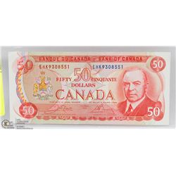 UNCIRCULATED 1975 CANADIAN $50.00 BILL