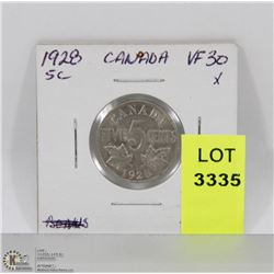 1928 CANADIAN 5 CENT COIN