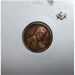 9) US 1939 WHEAT PENNY WITH MASONIC