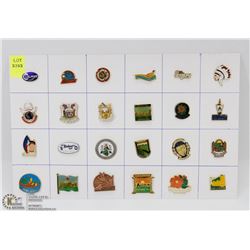 SHEET OF ALBERTA CITY/ TOWN PINS