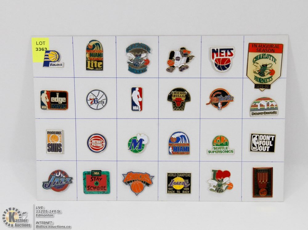 SHEET OF NBA PINS