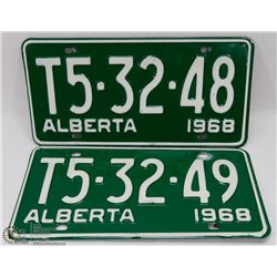 SET OF 1968 ALBERTA LICENSE PLATES