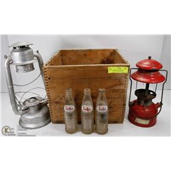 CANADA BUTTER BOX WITH VINTAGE BOTTLES & TWO