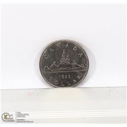 1983 CANADIAN $1.00 CANOE COIN.