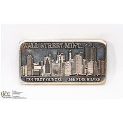 WALLSTREET MINT 10 OZ .999 SILVER BAR.