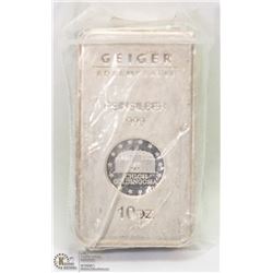 GEIGER 10 OZ .999 SILVER BAR.