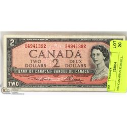 1954 CANADIAN $2.00 BILL.