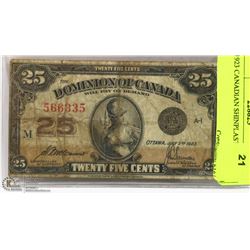 1923 CANADIAN SHINPLASTER.