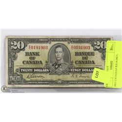 1937 CANADIAN $20.00 BILL.