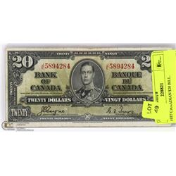 1937 CANADIAN $20 BILL.