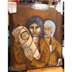 LARGE CANVAS NATIVE ART PAINTING.