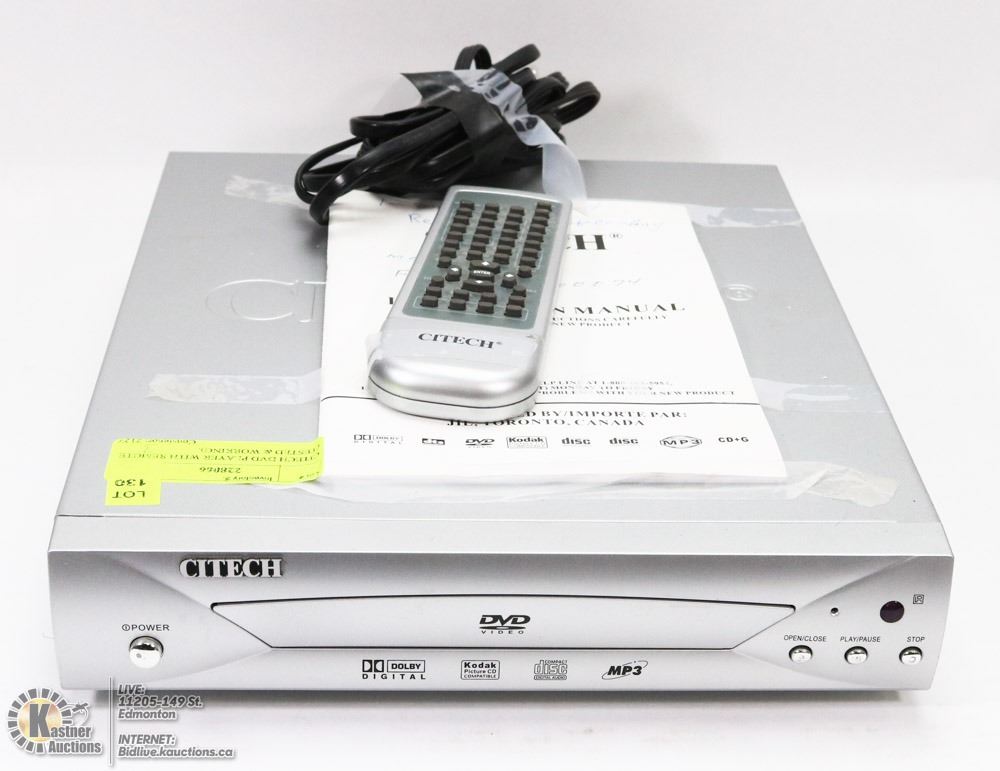 CITECH DVD PLAYER WITH REMOTE (TESTED & WORKING).