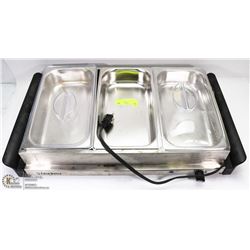 3 WELL BUFFET SERVER., MISSING 1 LID