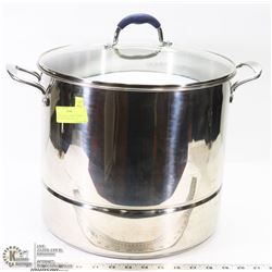 EXTRA LARGE STOCK POT WITH STEAMER, INSERT AND LID