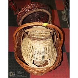 LOT OF 4 WICKER BASKETS
