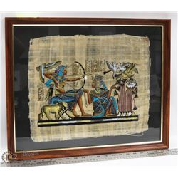 FRAMED HAND PAINTED EGYPTIAN PAPYRUS ART -