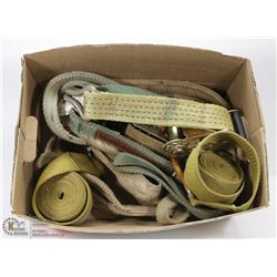 BOX OF CARGO STRAPS INCL RATCHET