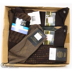 FLAT OF 7 PAIRS OF NEW MEN'S SOCKS - SIZE 10-12.
